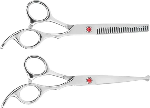 Vista 9 de Tijeras de peluquería, Tijeras de adelgazamiento de corte Conjunto de tijeras texturizantes para el cabello Salón de la Familia de Diente Plano