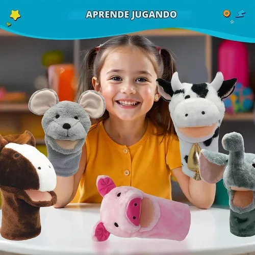 Vista 4 de Get Ready Kids BigMouth - Marionetas de mano de animales - Juego de 10
