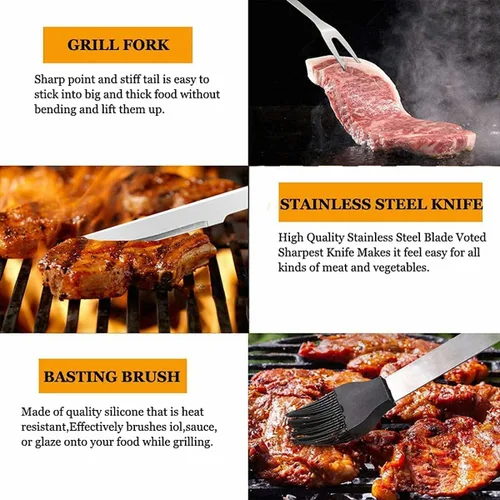 Vista 6 de MUJUZE - Accesorios para parrilla, regalos de barbacoa para hombres, juegos de parrilla para papá, accesorios de barbacoa con delantal para papá