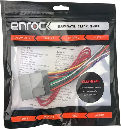 Vista 4 de Enrock EGMWH98-08 Arnés de cableado para conexión de un estéreo para vehículos GM, Chevrolet, Pontiac y Toyota seleccionados 2000-2008