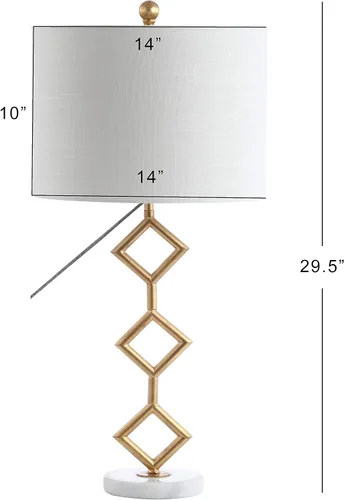 Vista 3 de JONATHAN Y Lámpara de mesa geométrica moderna dorada de 29.5 pulgadas con base de mármol, lámpara de silueta de diamante de metal con diamante