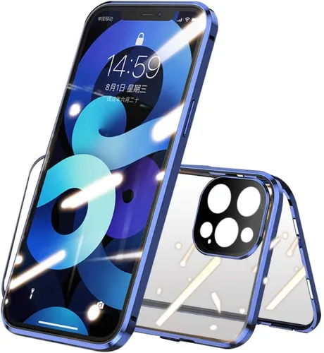 Vista 14 de Funda magnética con bloqueo de seguridad para iPhone 11 Pro de doble cara de vidrio de 360°, cubierta de cuerpo completo con protector de lente