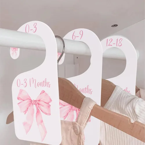 Vista 5 de Separadores de Armario de Guardería con Lazo - Baby Shower con Lazo, Separadores de Armario para Niñas, Organizador de Armario para Bebé Niña