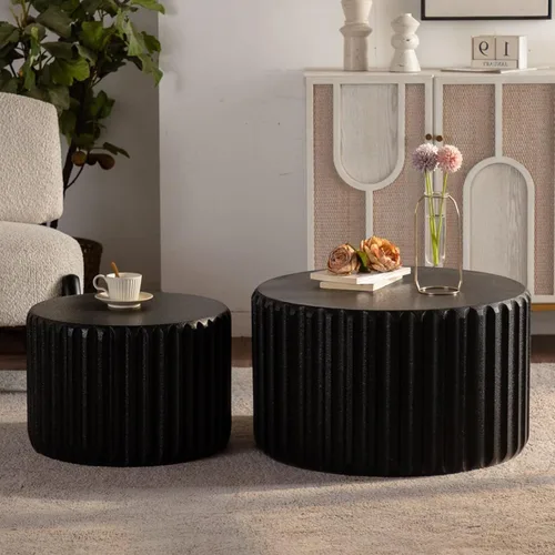 Vista 10 de WILLIAMSPACE Mesa de café lateral pequeña con forma de giro única, mesa de acento final moderna para sofá de sala de estar, estilo retro de granja