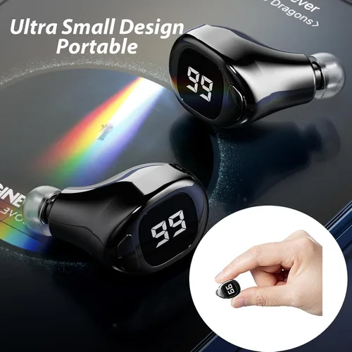 Vista 4 de Xmenha Pequeño auricular invisible intrauditivo inalámbrico único mini auriculares invisibles Bluetooth para pequeño oído auricular Bluetooth