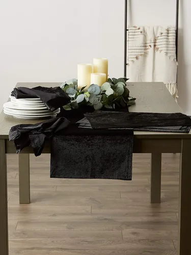 Vista 4 de DII Velvet Collection de mesa, camino de mesa, 14x72 pulgadas, negro