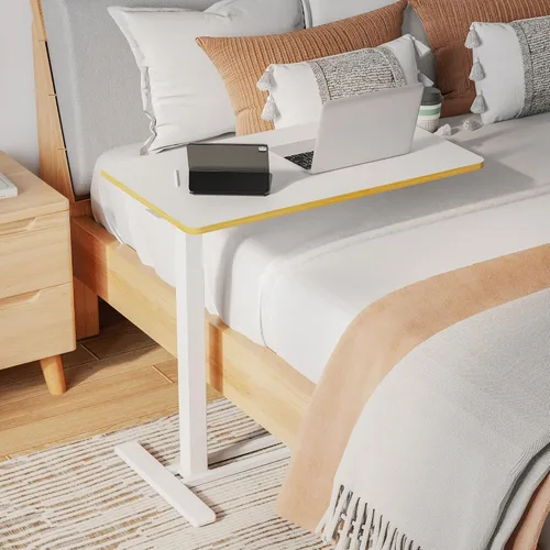 Vista 5 de SANODESK Escritorio móvil de pie con ruedas ocultas, escritorio neumático para laptop, carrito de computadora con ruedas móviles, altura ajustable