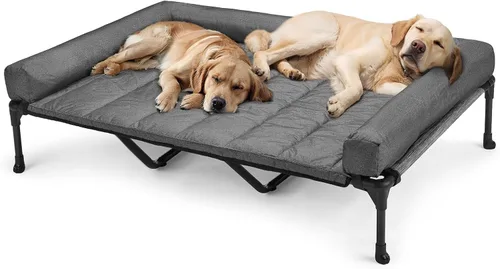 Vista 9 de Veehoo Cama Elevada Refrescante para Perro Añade Cojín Bolster Extraíble Impermeable Alfombrilla, Cuna Elevada para Mascotas con Malla Teslin