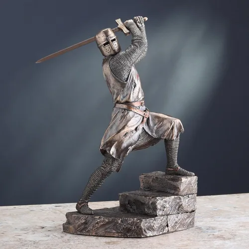 Vista 4 de Veronese Design Figura de guerrero de 12 pulgadas con acabado de bronce de resina fundida en frío