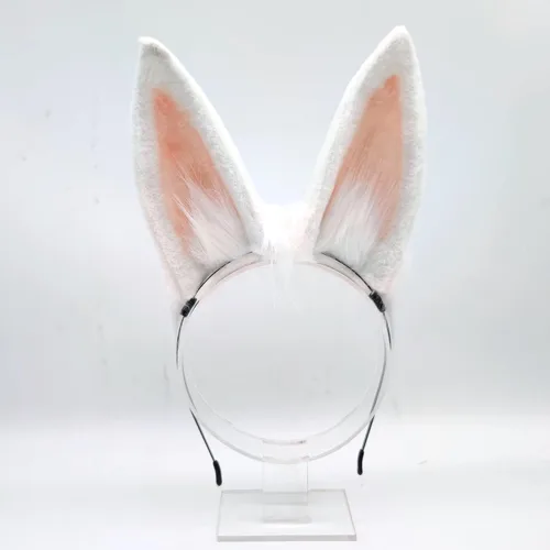 Vista 8 de Faylay Diadema artificial de conejo de peluche con diadema de conejo