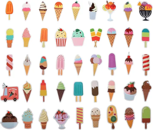 Vista 3 de Paquete de 100 calcomanías de helado, recuerdos de fiesta de helado, regalos de decoración de cumpleaños