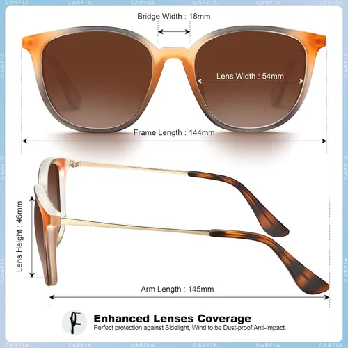 Vista 3 de CARFIA Gafas de sol vintage para mujer, polarizadas, protección UV, estilo clásico retro, CA5100