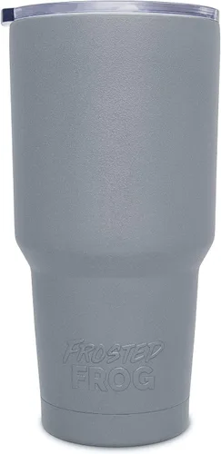 Vista 10 de Frosted Frog Vaso negro de 30 onzas con aislamiento al vacío con popote de acero inoxidable