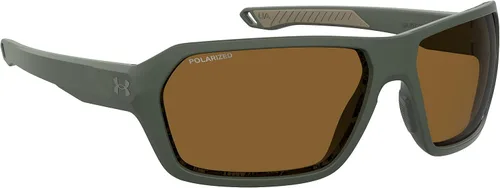 Vista 2 de Under Armour UA Recon - Lentes de sol cuadrados polarizados para hombre, color verde mate, 2.520in, 0.591in, Verde mate