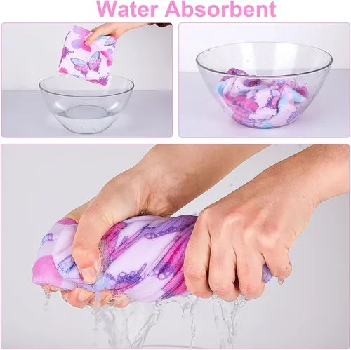 Vista 5 de FIOBEE Toalla Envolvente de Microfibra para el Cabello para Niños, Toalla de Secado Rápido, Turbantes Absorbentes para Cabello Húmedo con Botón