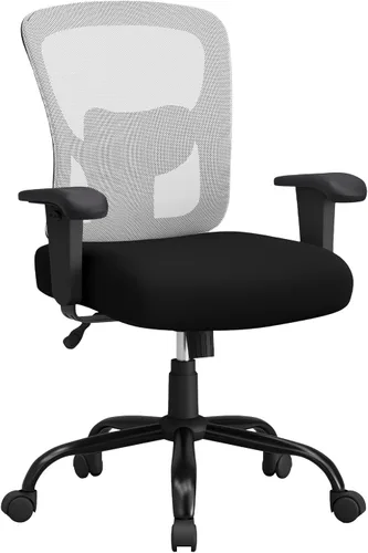 Vista 10 de Silla de oficina grande y alta, asiento ancho de 400 libras, silla de computadora con soporte lumbar, brazos ajustables, silla giratoria de malla