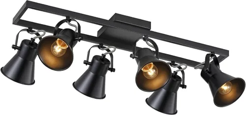 Vista 10 de KEESFU Iluminación de pista mini industrial para techo, luces de punto negras para interiores con cabezal de luz ajustable multidireccional, foco