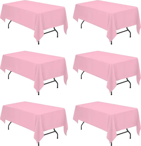 Vista 41 de BRILLMAX - Manteles para mesa rectangular de 6 pies, tela de lino de poliéster, lavable, para boda, recepción, banquete, fiesta de cumpleaños, 60 x