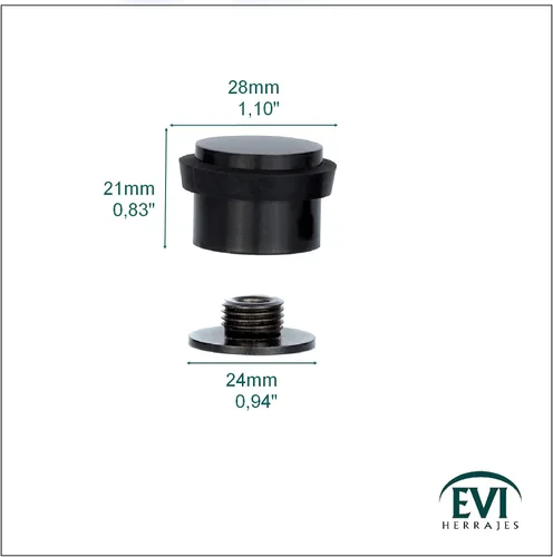 Vista 2 de Topes de puerta EVI Tope de puerta de acero inoxidable negro – Cierre de tornillo – Protector de goma – Tope de puerta de 0.94 x 0.83 pulgadas