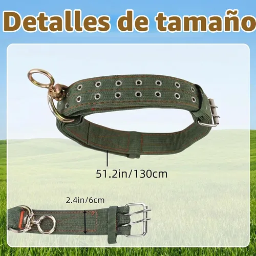 Vista 4 de DOITOOL Collar de lona para cuello de vaca, correa ajustable de nailon grueso de tracción para ganado con 2 filas de hebilla de metal para granja