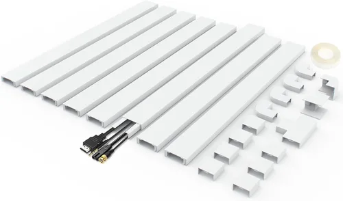Vista 8 de Corrector de cables pequeño, sistema de gestión de cables de canal de un cable, cubierta compacta para cables para el hogar y la oficina, paquete