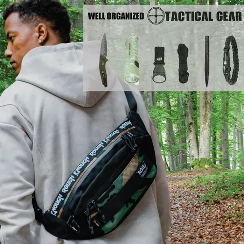 Vista 3 de Rough Enough - Cangurera táctica para hombre, diseño de Cordura, talla L