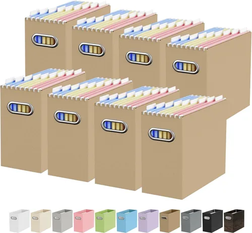 Vista 18 de Oterri Caja Organizadora de Archivos de Cartón para Carpetas Colgantes Tamaño Carta, Caja de Archivos para Escritorio de Computadora, Archivador