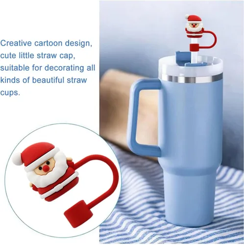 Vista 4 de Tapa con Pajita para Vaso Stanley, Tapa Superior Compatible para Vaso Térmico de 30 y 40 Oz con Asa, 10mm 0.4in Cubiertas de Pajita a Prueba de 2
