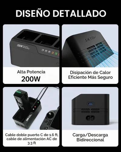 Vista 7 de Cargador de batería rápido Mavic serie 3 de 200 W, concentrador de carga paralelo