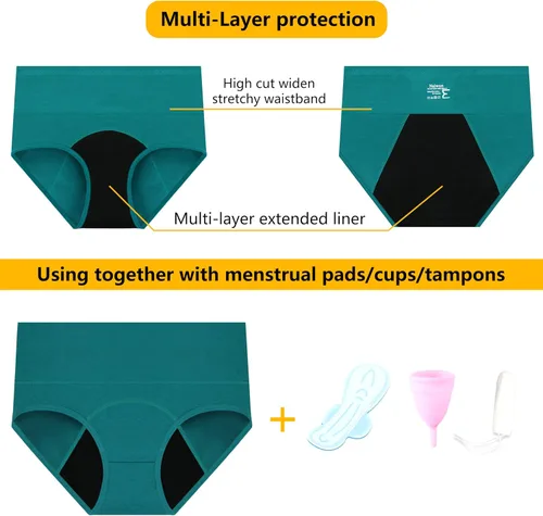 Vista 2 de Nalwort Ropa interior de algodón a prueba de fugas para el período menstrual para mujer