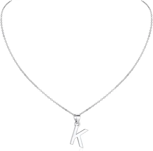 Vista 5 de SILVERCUTE Initial NecklaceEarrings for Women Girls, Hypoallergneic 925 Sterling Silver Fine Jewelry, Cute Dainty Name Chain Choker, Letter Pendant