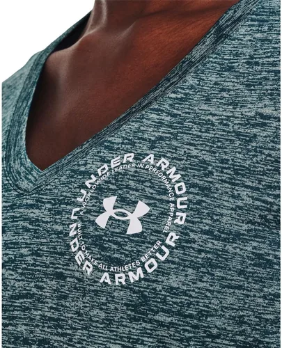 Vista 5 de Under Armour - Camiseta Tech Twist Lc Crestv para mujer, Turmalina Verde AzuladoÓpalo VerdeBlanco (716)