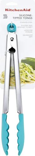 Vista 6 de KitchenAid Pinzas de acero inoxidable con punta de silicona, 12 pulgadas, Aqua Sky