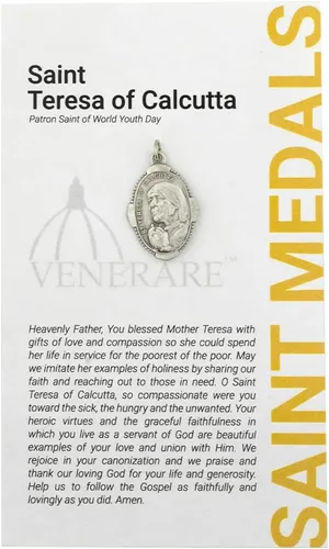 Vista 3 de Venerare Colgantes de medalla de San en tono plateado Viene con tarjeta de oración Gran regalo católico para bautismo, primera comunión