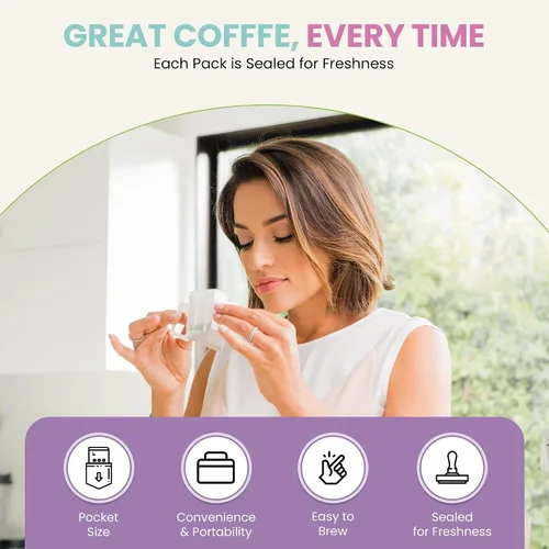 Vista 5 de Mondo Drip Coffee Mix (paquete de 10 variedades), bolsas de filtro para verter una sola porción, prellenadas 100% arábica, tostado medio
