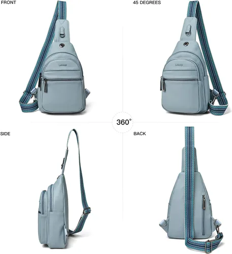 Vista 7 de Bolsa bandolera de 7 litros para mujeres y hombres, bolsa cruzada de hombro, mochila, cangurera, bolsa de viaje de piel sintética