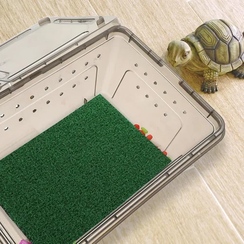 Vista 6 de GANAZONO Alfombra de césped artificial de simulación de pecera para tortuga, plataforma para tomar el sol, tanque de reptiles, maceta, decoración