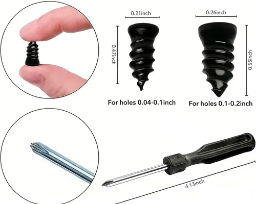 Vista 2 de Juego de 100 clavos de reparación de neumáticos, clavos en espiral para reparación de neumáticos al vacío con caja y destornillador, herramienta