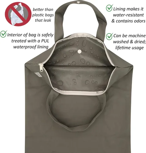 Vista 4 de MOM & BAB Bolsas húmedas para pañales de tela para bebé, trajes de baño y toallas, viajes, bolsa húmeda y seca para bolsa de pañales, piezas