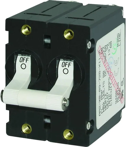 Vista 3 de Blue Sea Systems Disyuntores de Circuito de Palanca de Doble Polo de la Serie A Negro