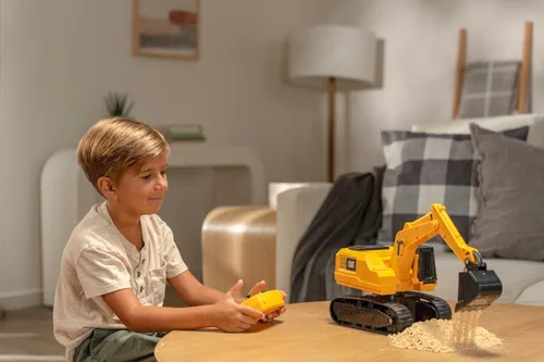 Vista 4 de CAT Power Excavator Digger RC Construction for Kids 5+ 2.4GHz Remote Control Truck Toy, Full-Function Dig, Scoop, Spin & Drive, Realistic Lights &