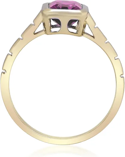Vista 2 de Gin & Grace Anillo Rodholite genuino de oro amarillo de 14 quilates para mujer