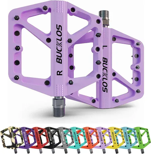 Vista 8 de BUCKLOS Pedales de Bicicleta de Montaña MTB Pedales Planos, Bicicleta de Carretera para Adultos Plataforma Grande Pedal Antideslizante de Nylon