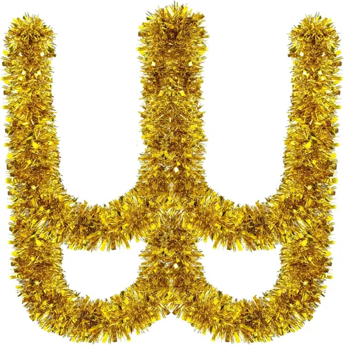 Vista 19 de Ceenna Guirnalda de oropel de Navidad de 150 pies, guirnalda metálica giratoria, brillante para colgar en el árbol de Navidad, suministros de Negro
