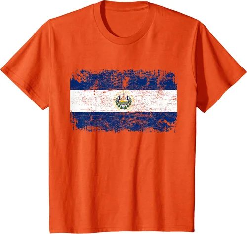 Vista 28 de EL SALVADOR Bandera Vintage Hombres Mujeres Niños Camiseta EL SALVADOR