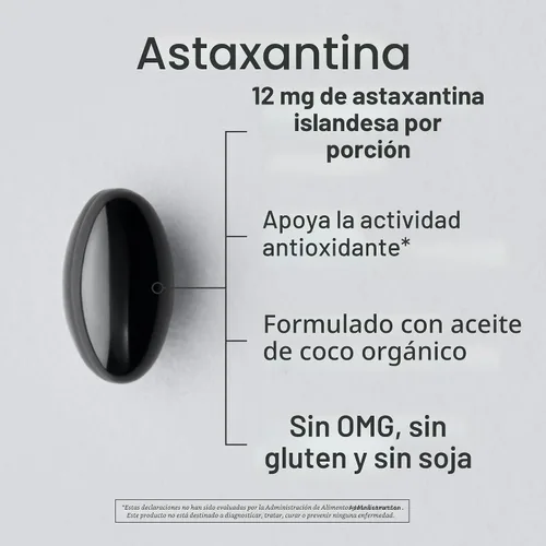Vista 2 de Sports Research® Astaxantina de Triple Fuerza 12mg con Aceite de Coco Orgánico - Suplemento Antioxidante para el Apoyo de la Salud de la Piel