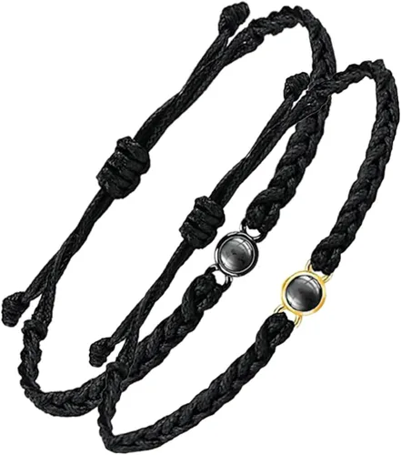 Vista 5 de Pulseras personalizadas con imagen en el interior, paquete de 2 para mujeres y hombres, pulsera de foto circular con imagen personalizada, pulseras