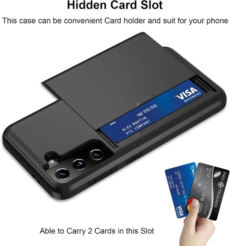 Vista 2 de Jiunai - Funda para Samsung Galaxy S21, tarjetero para tarjetas de crédito, color negro