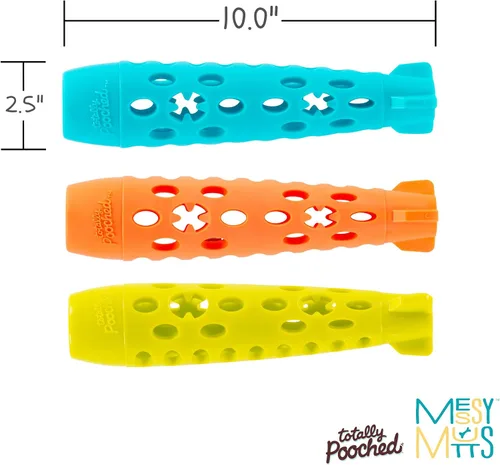 Vista 4 de Messy Mutts Totally Pooched Stuff n Chew Rocket Stick, 10 pulgadas, color verde Juguete para perro de 10 x 2.5 pulgadas de TPR rellenable Rocket