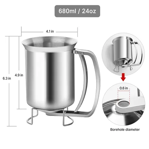 Vista 3 de Dispensador de masa para panqueques de acero inoxidable - Perfecto para panqueques, cupcakes, magdalenas y gofres (800ml)